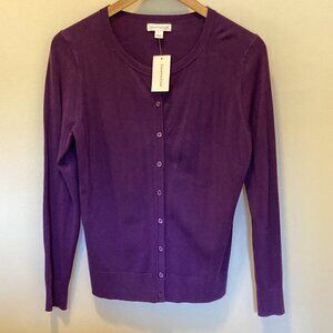 Charter Club Fine Gauge Cardigan Sweater, Purple, S, NWT